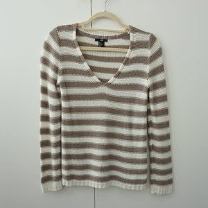 H&M Striped Sweater | White + Tan